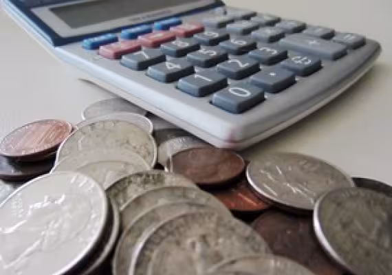 coins and calculator